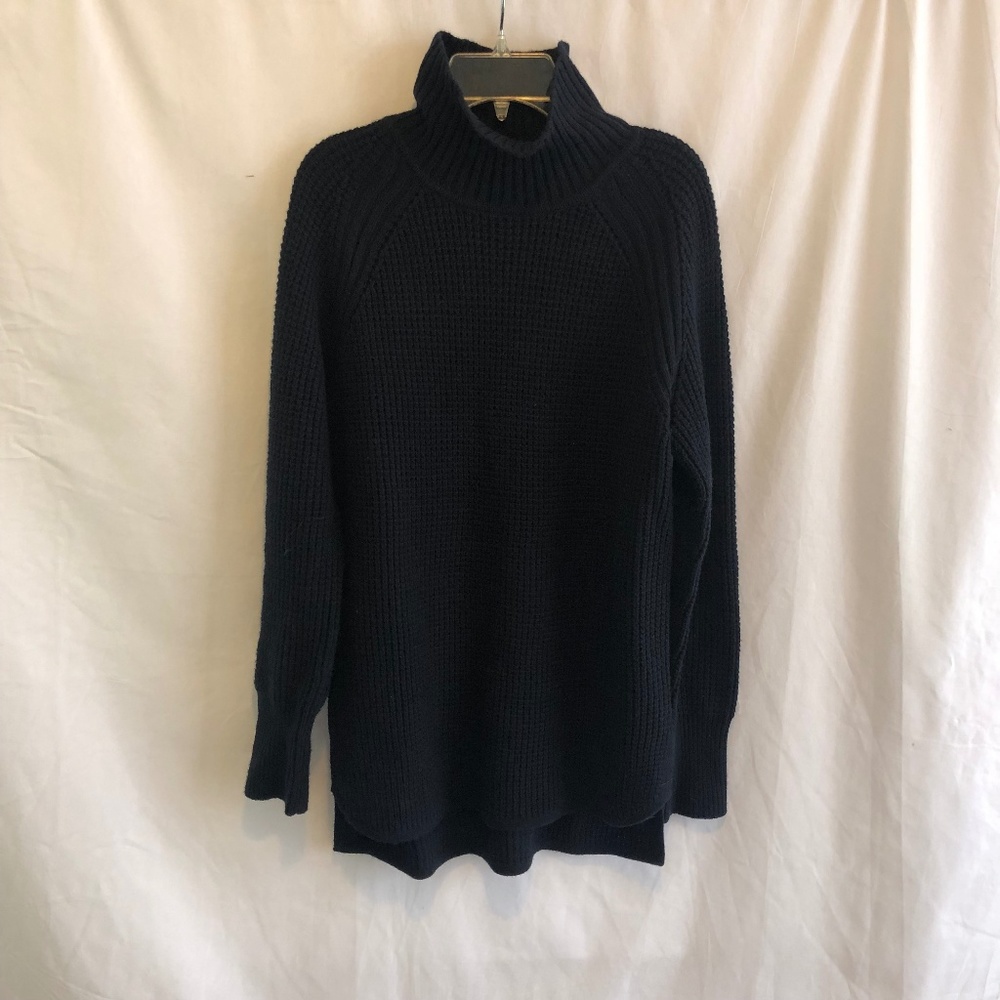 J. Crew Navy Blue Waffle Turtleneck